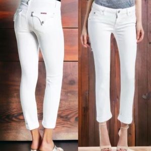 Hudson White Bacara Cropped Jeans